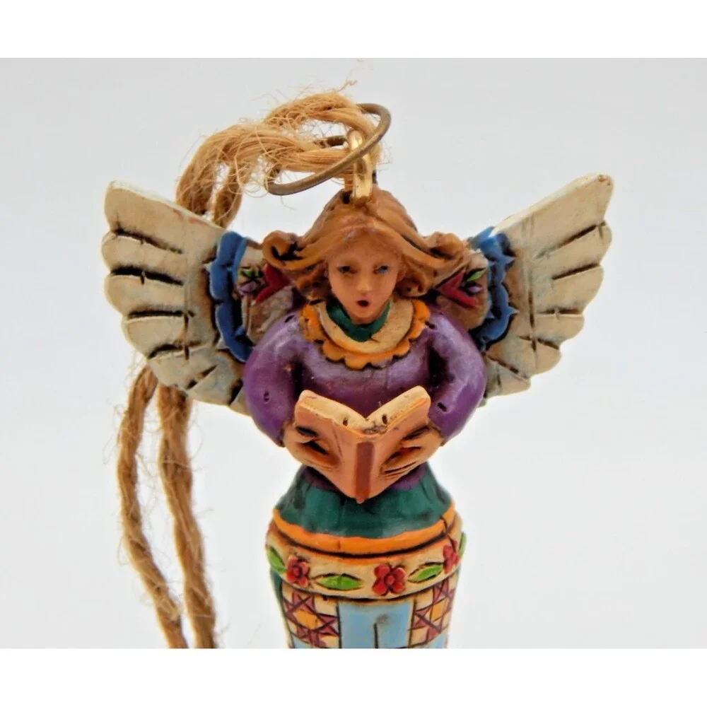 Jim Shore Heartwood Creek Angel Bell 2 AT Ornament 4002419 Brown Hair 2005
